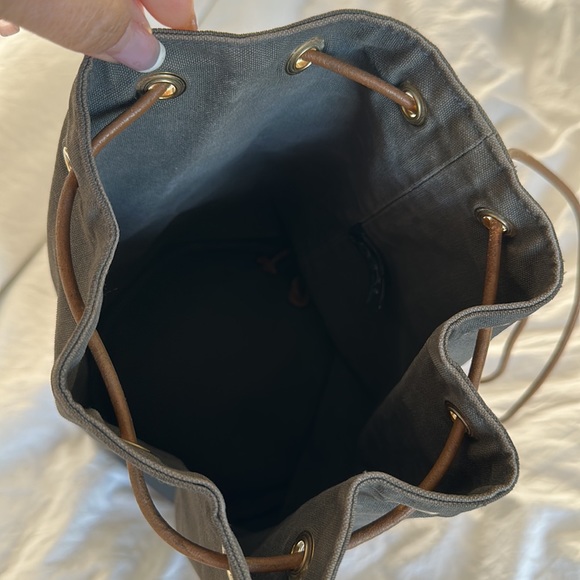 HERMES DRAWSTRING GRAY CANVAS BACKPACK - Picture 6 of 13